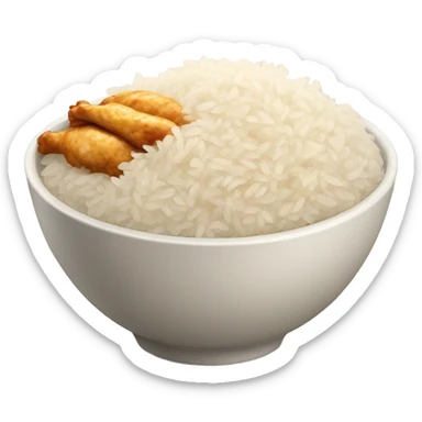 bowl of rice and chicken sticker