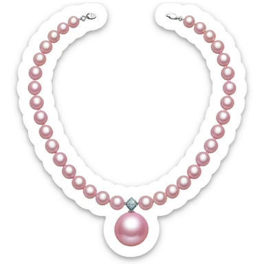 chanel style pink pearl necklace  sticker