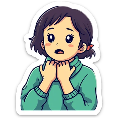 Girl choking herself as a joke sticker