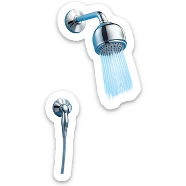 3D render of a modern shower head spraying water, minimal background, Pixar style, soft lighting, clean bathroom chrome aesthetic, slightly playful


 sticker