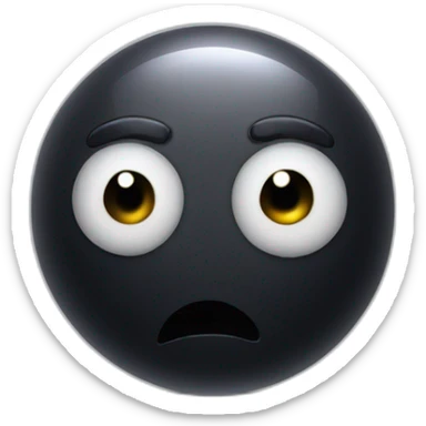 3d sphere with a cartoon obsidian texture with big thoughtful eyes sticker