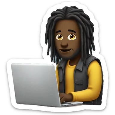 Black-guy-with-dreads-sitting-down-on-chair facing-right-handsided -focused-on-laptop-computer- sticker