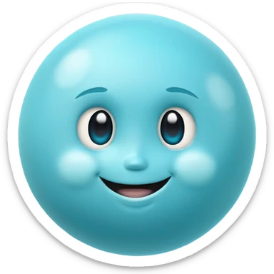 Uranus planet with pale blue surface, rings, and a cute smiling face sticker