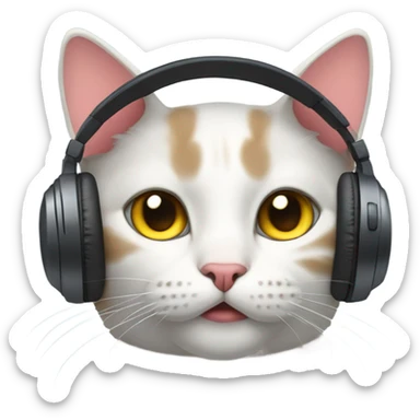 Cat with headphones  sticker