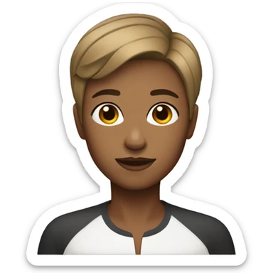 iOS woman with short hair, brown, emoji, androgynous sticker
