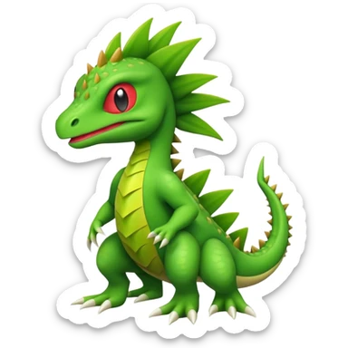 Axew-Grovyle-hybrid-Fakémon-creature (full body) sticker
