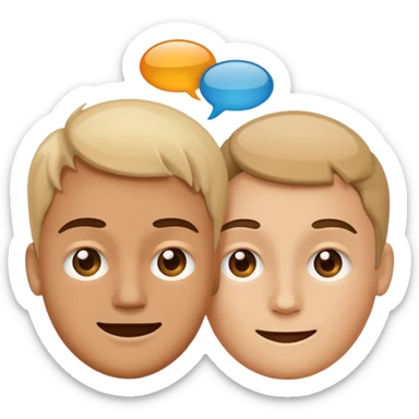 two faces connected by speech bubbles sticker