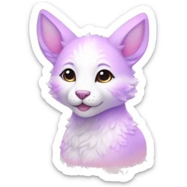 Kawaii colorful bright light pastel lilac-pink-white-gradient fantasy ethereal anthro fursona animal creature sticker