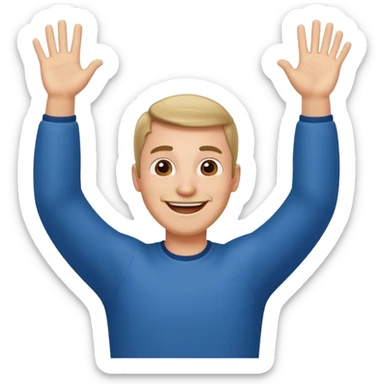 happy dad raising arms sticker