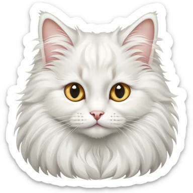 White Norwegian forest cat with long fluffy fur, bushy tail, large tufted ears and bright eyes sticker