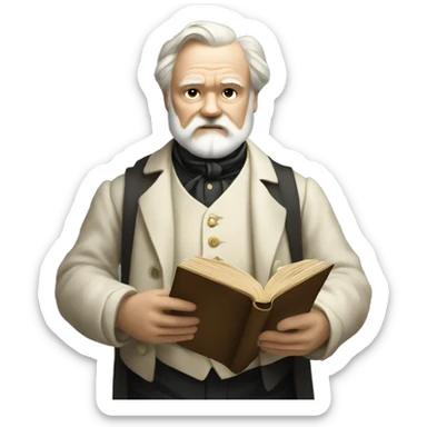 Victor Hugo holds a book in his hand sticker