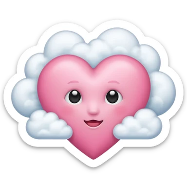 pink heart + cloud sticker