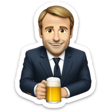 Macron qui boit une bière sticker