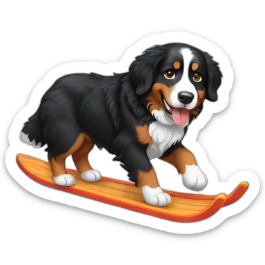 Bernese mountain dog hiking sledging sticker