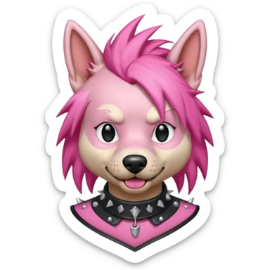 pink haired metalhead dog sticker
