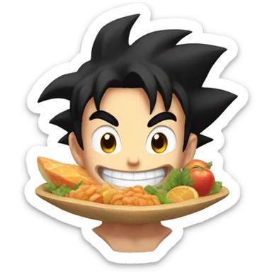 goku with a mouth full of food sticker