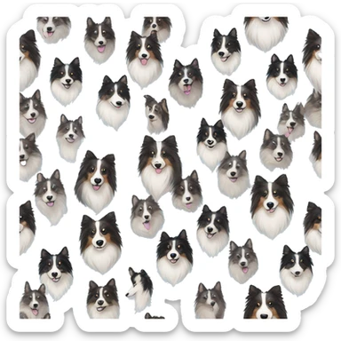  Black spotted brindle fluffy collie husky blue eyes fluffy ears and holographic harness running sticker