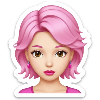 woman Pink lips, deifferent hairs. sticker