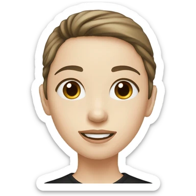 pale skin young woman with black shirt short dark brown hair sticker