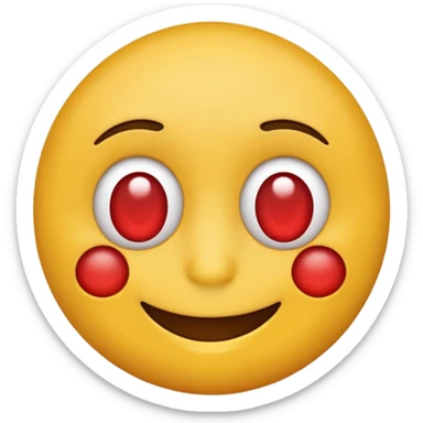 Make a yellow emoji smiling with red and tired eyes, under his nose there are white powder sticker