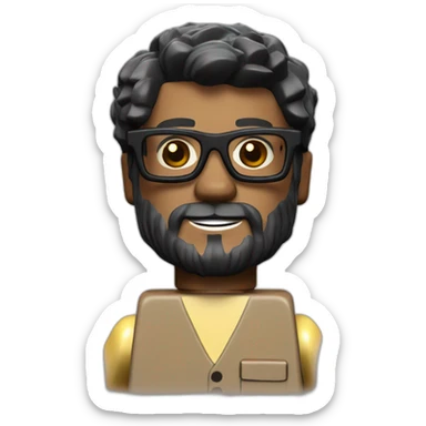 Lego minifig with black goat beard, wearing glasses, light brown skin sticker