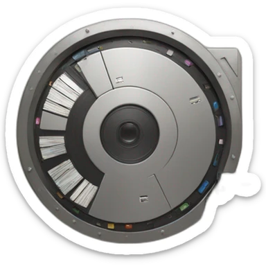 a vault around vault door with vintage VHS tapes around it sticker