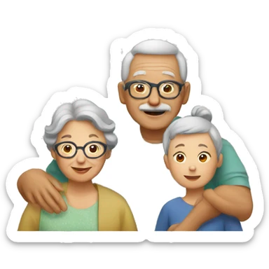 grandpa, grandma, and child sticker