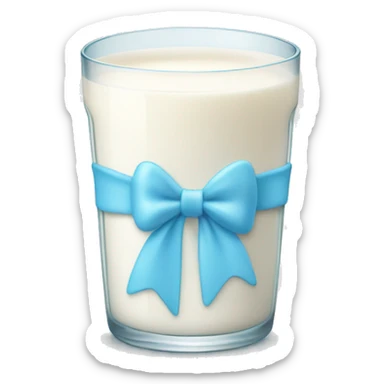 Glass of milk with a baby blue bow around it sticker