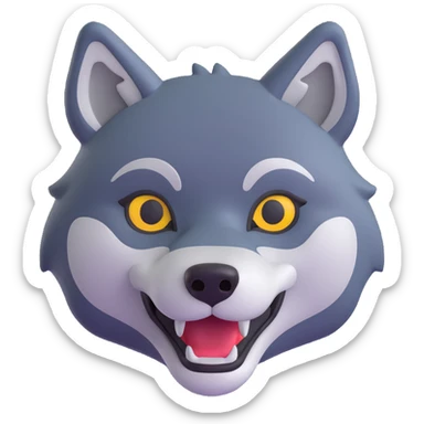 A wolf in microsoft style 3d fluent emojis sticker