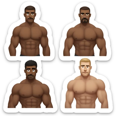 White skin, Shirtless, brown hairy chest, Bodybuilder, biceps, high and tight military haircut sticker