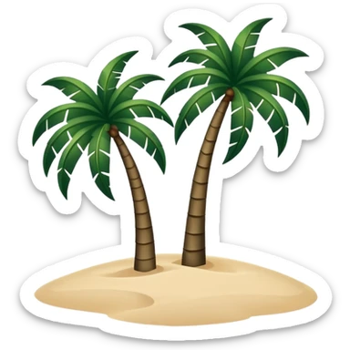 pair of dark green palm trees on light beige sand, minimalism, no text sticker