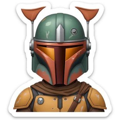 combine a stars wars mandalorian bounty hunter with my face? sticker