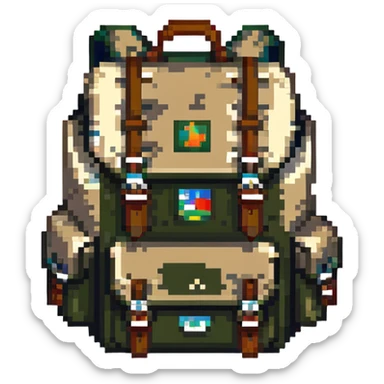 white hiking camping backpack sticker