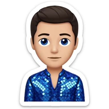 Joseph, father of Jesus from The Bible with dark brown hair, blue sequin outfit sticker