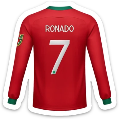 red Portugal football shirt with Ronaldo 7 on the back sticker