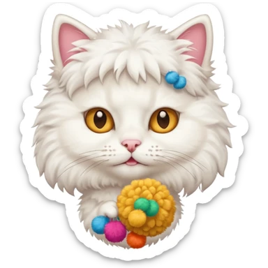 cheerleading white cat with pom pom sticker