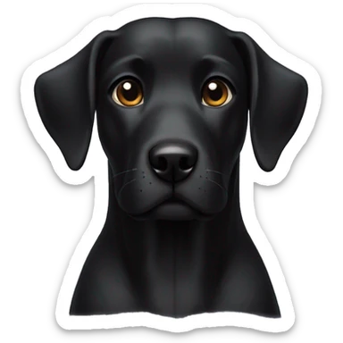 Full black dog with big up ears  sticker