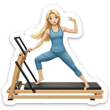 long haired blonde pilates instructor teaching reformer sticker