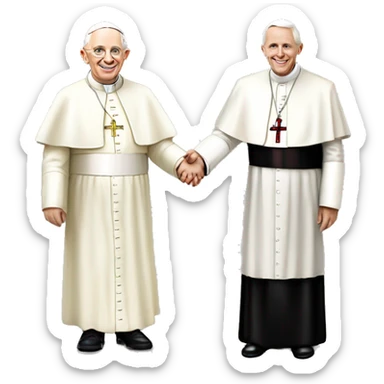 Pope John Paul holding hands with pope Benedict  sticker