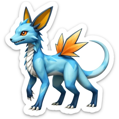Glaceon-Salandit-Electrike-Zeraora-Fakémon-hybrid-creature (full body)  sticker