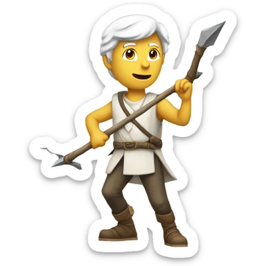 Personnage blanc qui marche en direction d'une fleche qui est en bas de lui sticker