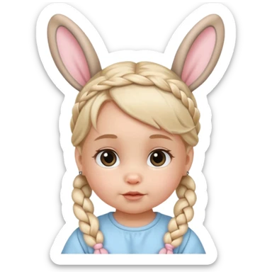 bunny ear accessory wearing baby braided hair sticker