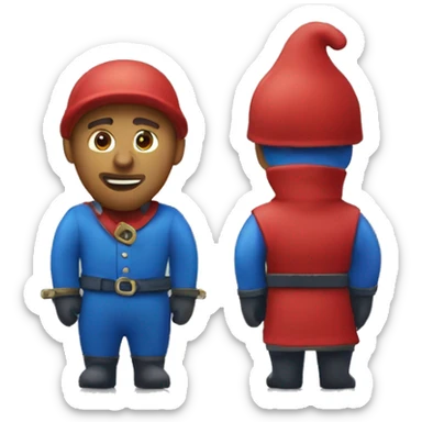 Bouclier rouge avec un bonnome bleu de dans  sticker