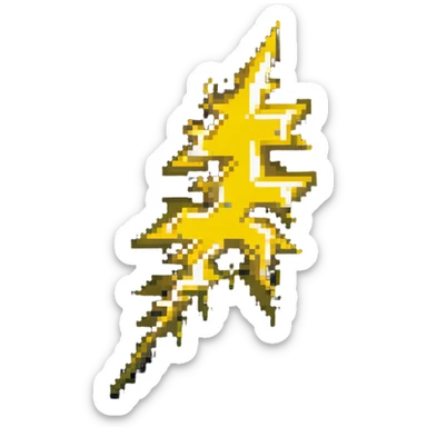 Speed power-up sprite, 64x64 pixels, bright yellow and gold lightning bolt symbol centered on tile, clean pixel edges, glowing effect, simple recognizable design that clearly communicates speed increase sticker