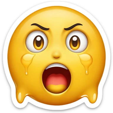 Emoji screaming with wide eyes, and tears sticker