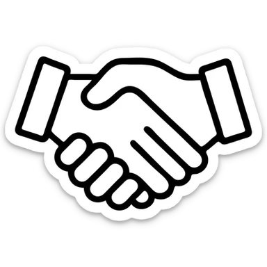 handshake emoji, black contoured, no fill, clean outline, minimal sticker