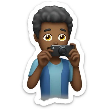 man recording with phone camera sticker