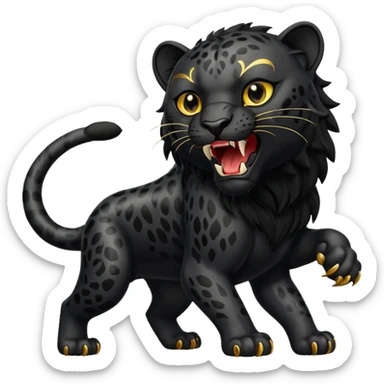 winged black leopard roaring sticker