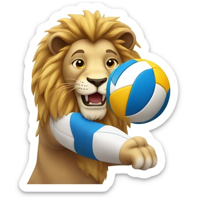 Lion playing volleyball  sticker