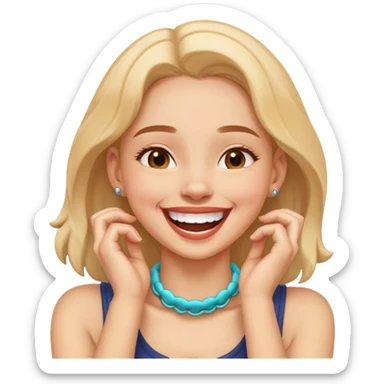 laughing girl with hands on neck sticker